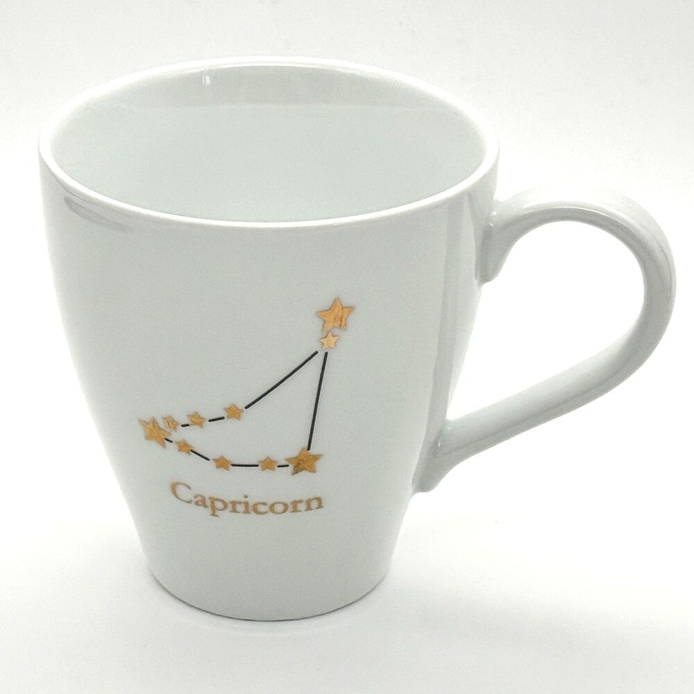 WORLD MARKET Ceramic Mug Cup 16oz White Gold Capricorn Astrology Horoscope
